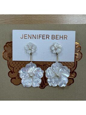 Jennifer Behr Mother Of Pearl Zinnia Flower Earrings